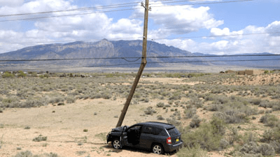 Car Hits Pole In Rio Rancho